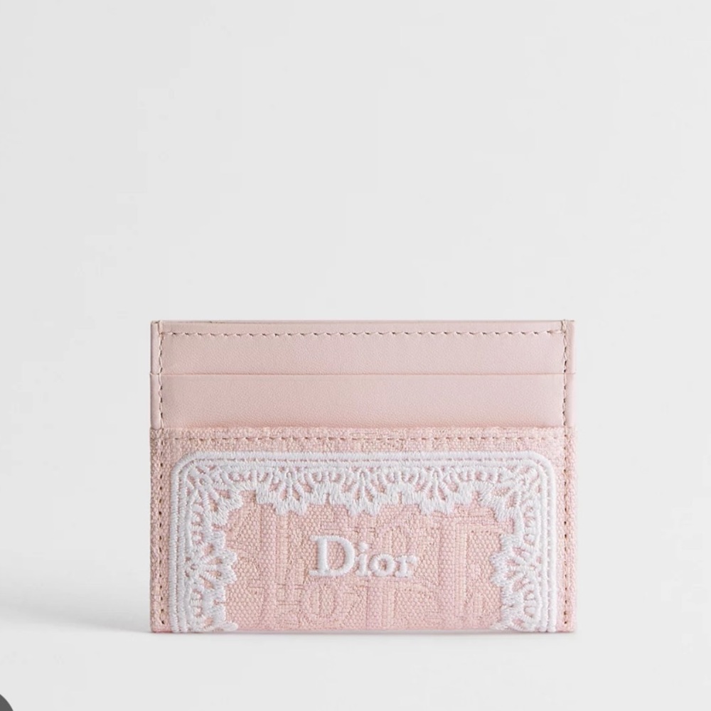 Dior Oblique Card Holder pink lace